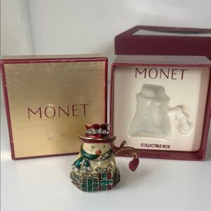Vintage Monet Festive Snowman Collectible box - early 2000
